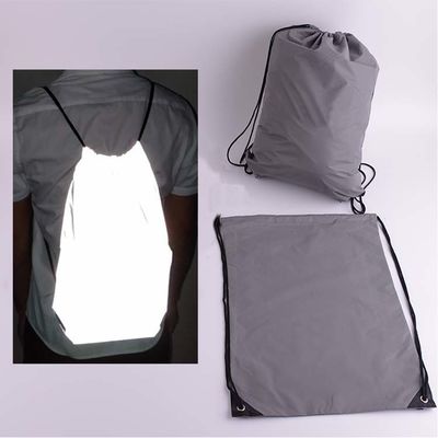 Рюкзак голографического Hi Vis отражательный задействуя светлый повторно использованный Drawstring покупок спорта хлопка полиэстера простой